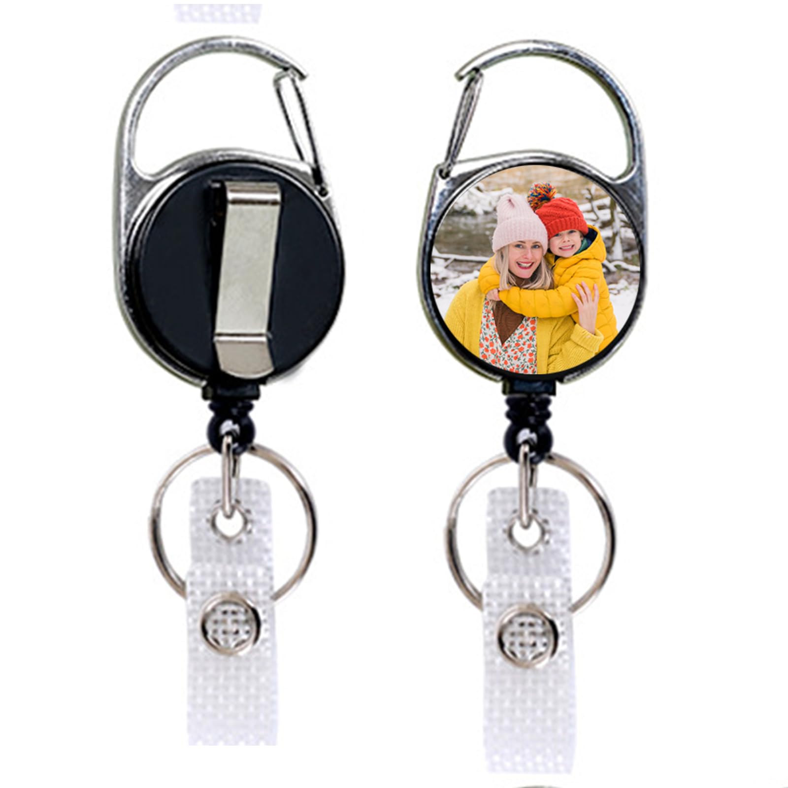 Personalized Retractable ID Badge Holder Clip, Customized Badge Reel with Key Ring Hook for Office Worker, Medical MD RN, Nurse, Doctor, Teacher,