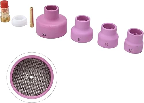 Miniatura 9 de Oumefar Kit de accesorios de soldadura TIG, boquilla de cerámica, junta de copa de lente de gas para WP171826, tazas de soldadura Tig para equipos