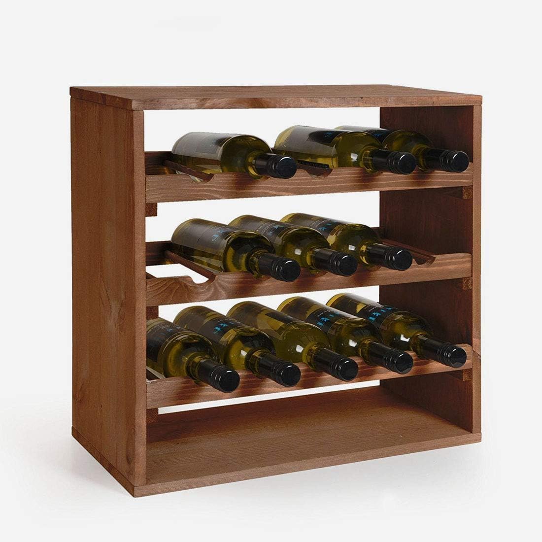 Cave à Vin Modulable CUBOX 50 – Rack Mural 320 Bouteilles – Système Composable en Bois FSC® – Set 16 Modules – Saper Bere Bene® – Couleur Brun Foncé – Dim. 200x200x25 cm