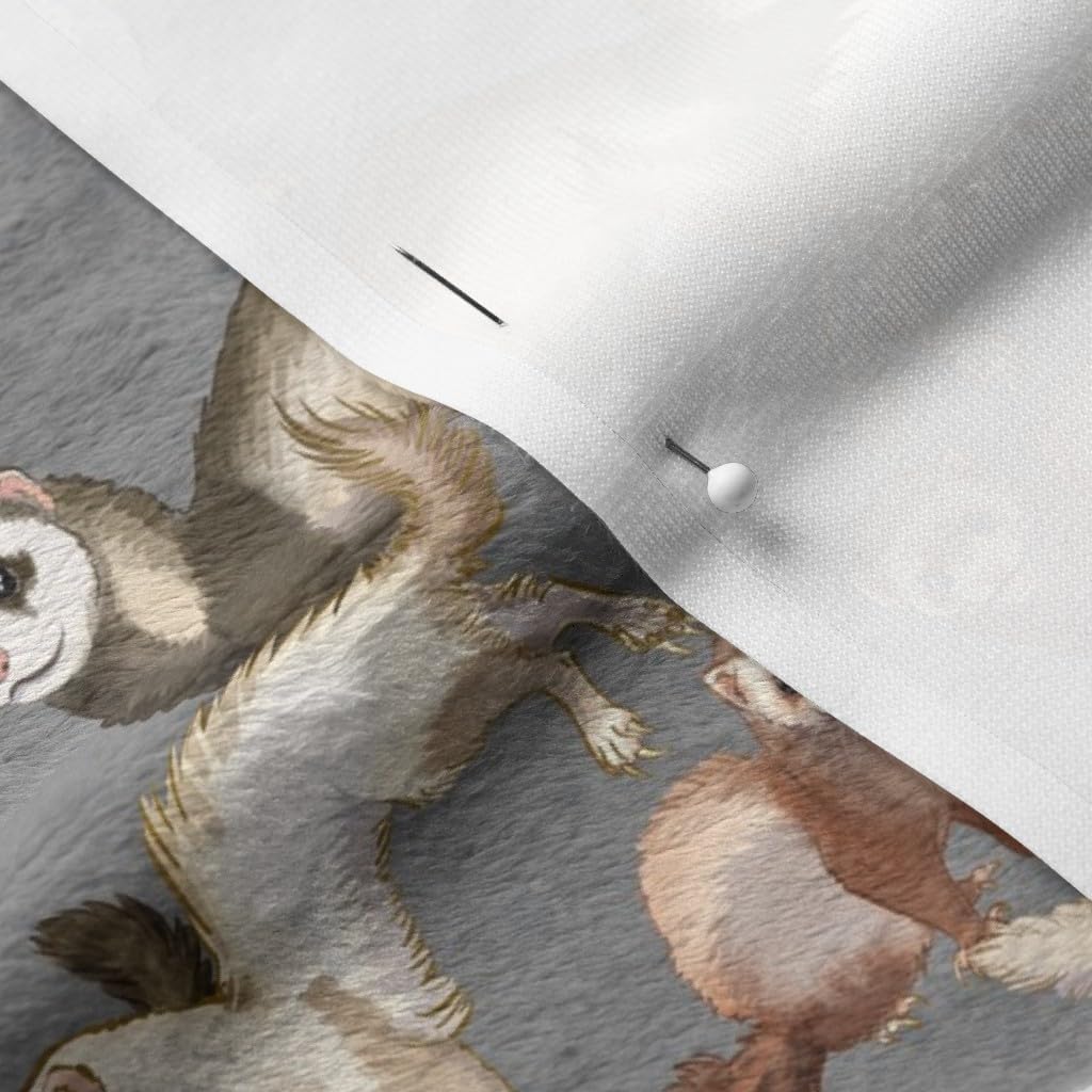 Spoonflower Fabric - Ferrets Animals Exotic Pets Gray Panda Ferret Mustelids Weasel Printed on Minky Fabric by The Yard - Sewing Baby Blankets Quilt Backing Plush