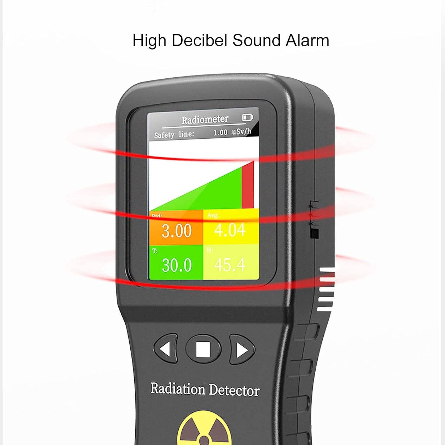 Counter Nuclear Radiation Detector Portable Handheld Radiation Monitor Dosimeter with LCD Display Rechargeable X ? Rays Temp Humidity Tester Radiating Dose Alarm