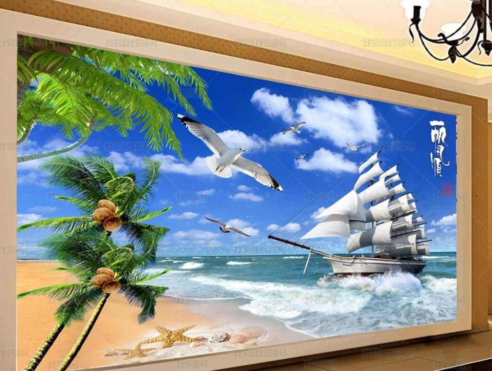 Papier peint intissé arbre à noix de coco géant grand format mural pour salon 450x315cm