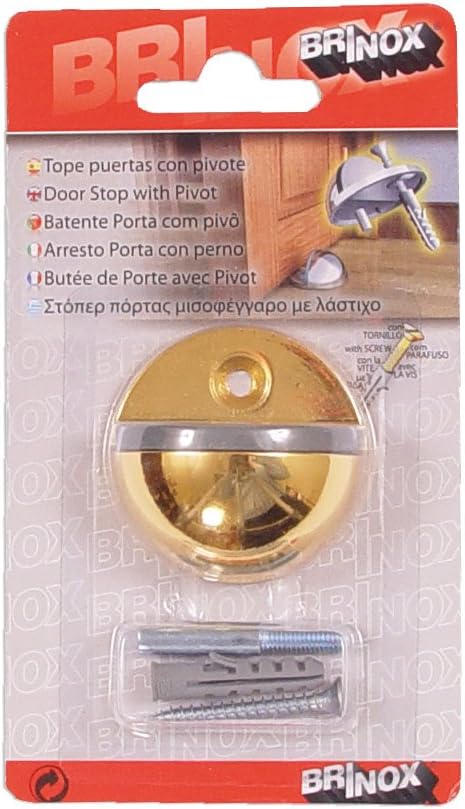 BRINOX Door Stop with Pivot and Screw, See Description, Gold, 2.5 x 4.4 x 4.4 cm