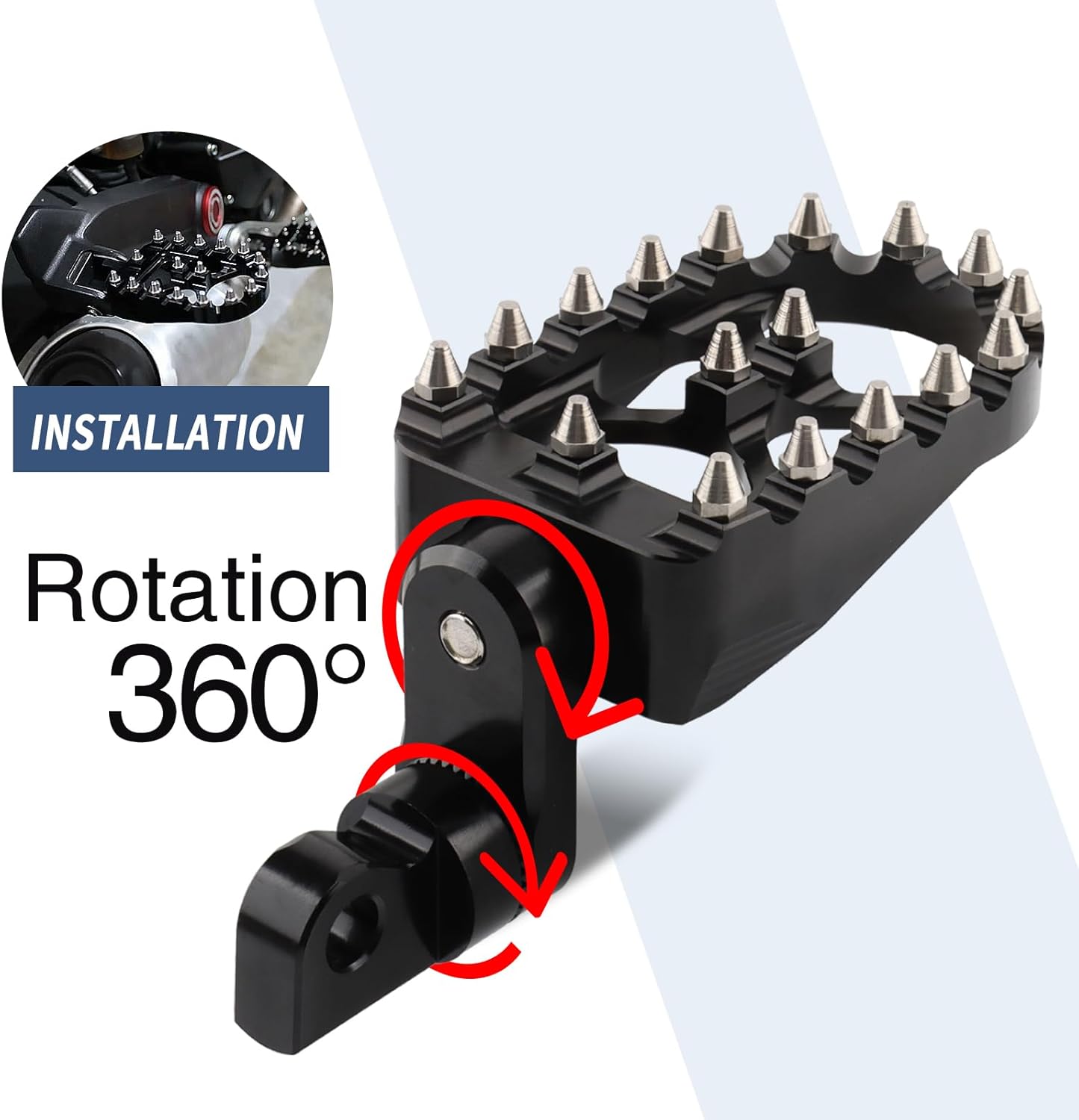 Motorcycle Foot Pegs Adjustable Pegs Floorboards Fit For Harley Dyna Fat Bob Touring Road Glide Road King Street Glide Electra Glide Sportster XL 883 Softail Streed Bob Fat Boy Universal (Black)