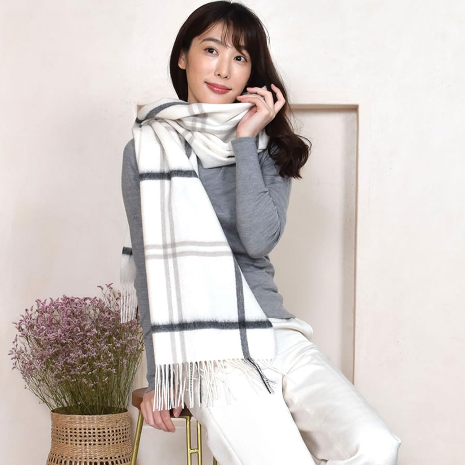 ピンクハウス【超可愛い】いちごハートリース柄大判ストール 黄色