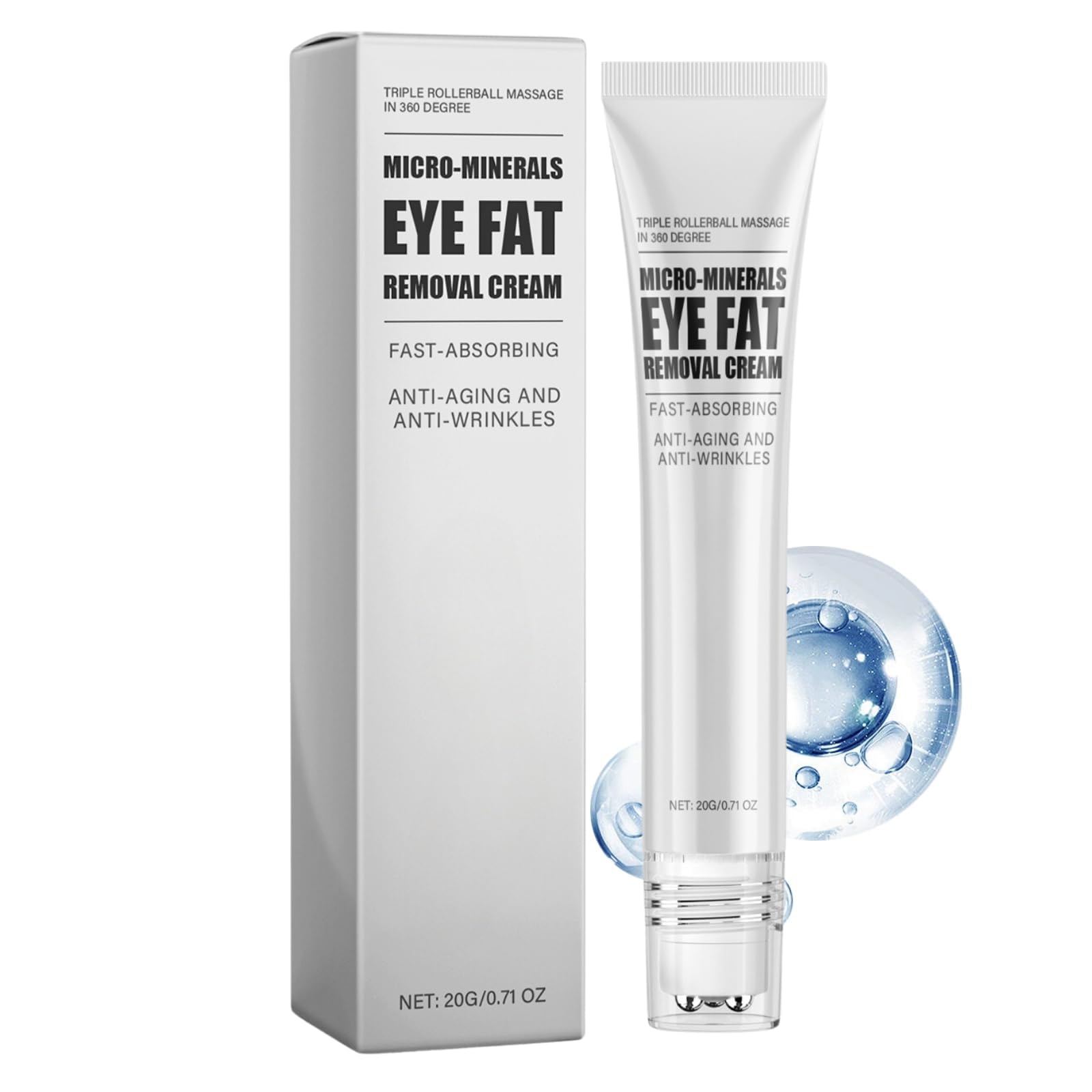 KASTWAVEEye Cream with Massager Roller, Eye Fat Removal Lifting Cream, Daily Anti-Aging Eye Repair Cream to Fight Fine Lines, Wrinkles, & Dark Spots, Remove Puffy Eyes, Crows Feet