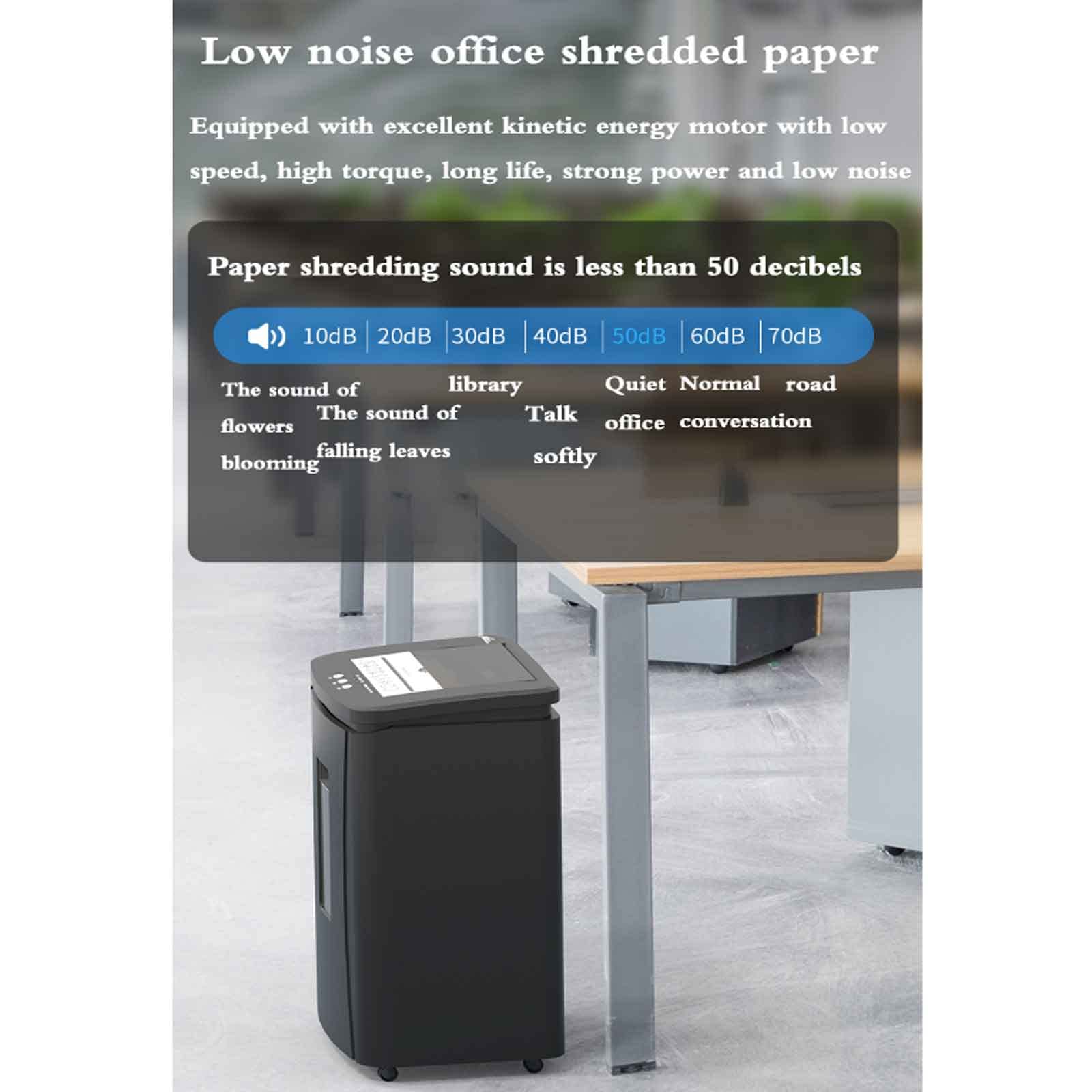 Distruggidocumenti Personale a 5 Fogli Distruggidocumenti Automatico, 4 Livelli di riservatezza, 120 Fogli di Carta alla Volta, 60 Minuti di Lavoro Continuo, capacità 25 Litri, 37X26X52,3 cm