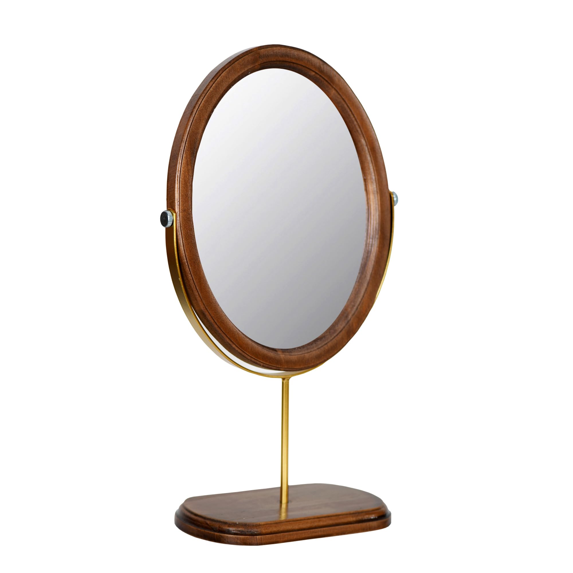 Tstarer Solid Wood Oval Vanity Mirror (7.5 W x 13.5 H,Rustic Brown)