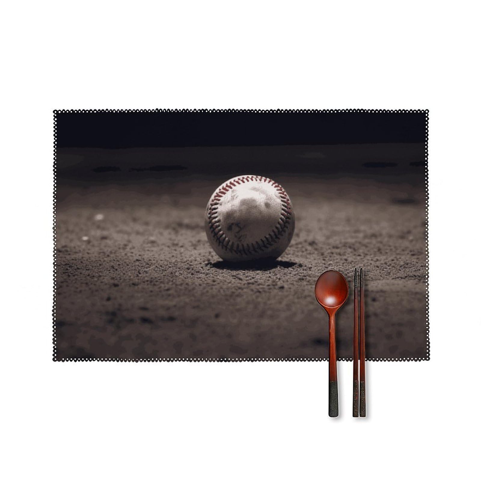 Baseball Placemats Washable Not Fade Placemats Practical Heat Resistant Place Mats for Outdoor Patio Table Mats Kitchen Dining Party Decoration