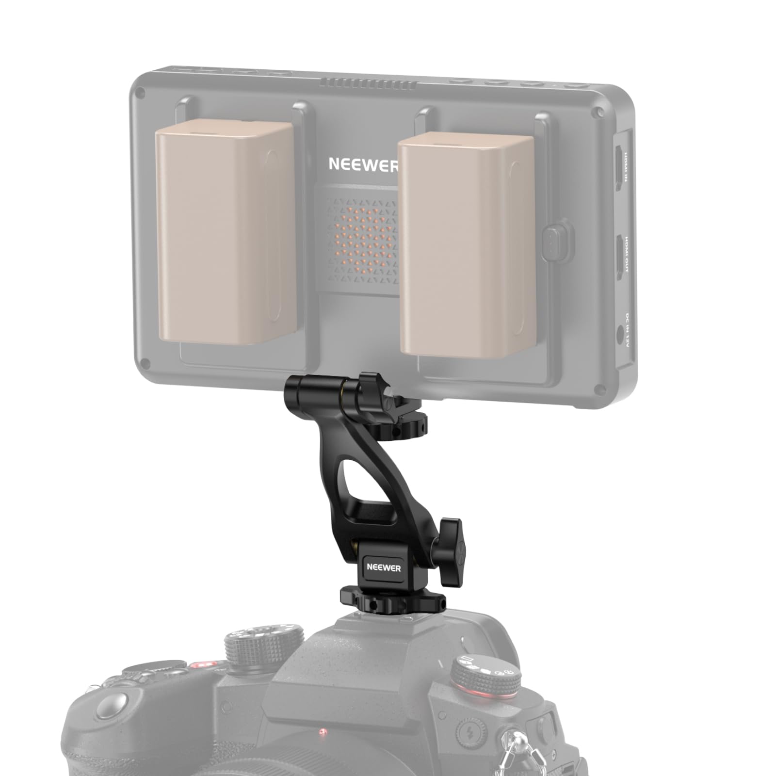 NEEWER Adattatore Monitor a 2 Assi, Supporto per Monitor da Campo 5"/7" con Cold Shoe, Vite Antitorsione 1/4", Rotazione 360° Inclinazione 180°, Accessori Fotocamera per Fotografia Videografia, MA023