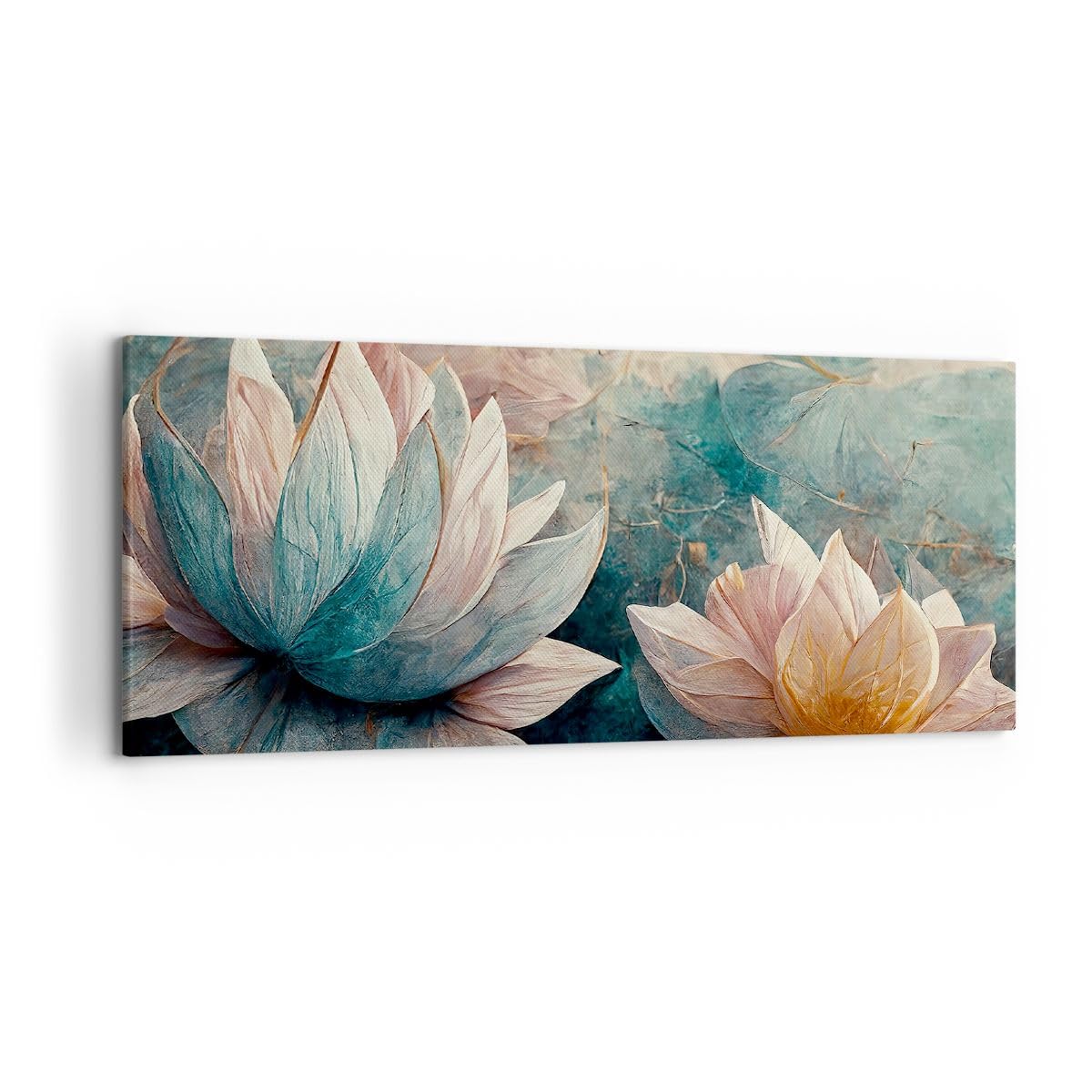 Cuadros Decoracion Salon Flores Arte Deco Loto Lienzos decorativos 120x50cm Cuadro Sobre Lienzo Moderno Dormitorio Cocina Cuadros Pared Imágenes Wall Art Prints Decor Canvas Grande AB120x50-5976