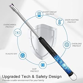 ARECTECH Electric Arc Candle Lighter Flameless Rechargeable USB Long Lighters for Candle Cooking BBQs Fireworks Black