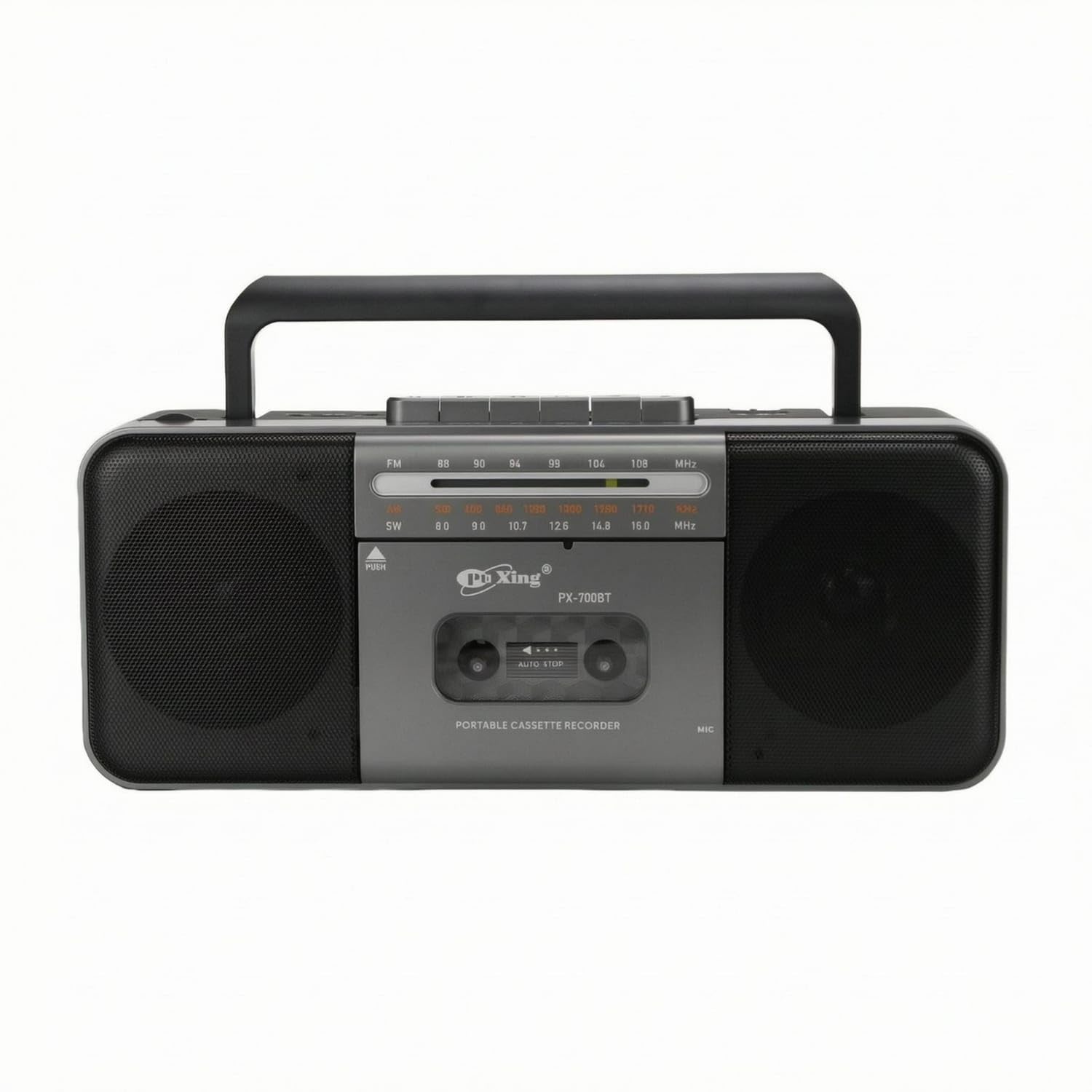 Built-in Speakers Radio Cassette Player Integrated Carry Handle Cassette Radio Combo Headphone Connector Portable Boombox, Gray, EU Plug-image-38