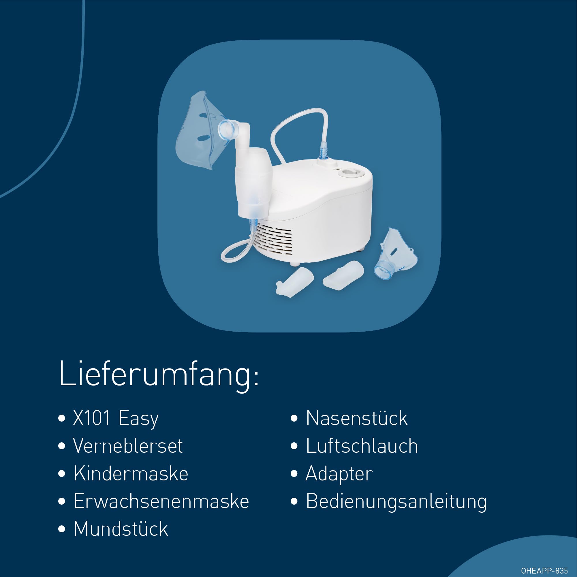 OMRON X101 Easy Inhalationsgerät für Erwachsene und Kinder. Einfach zu verwenden und zu reinigen. Inhalator zur behandlung von atemwegserkrankungen wie asthma, erkältungen und allergien