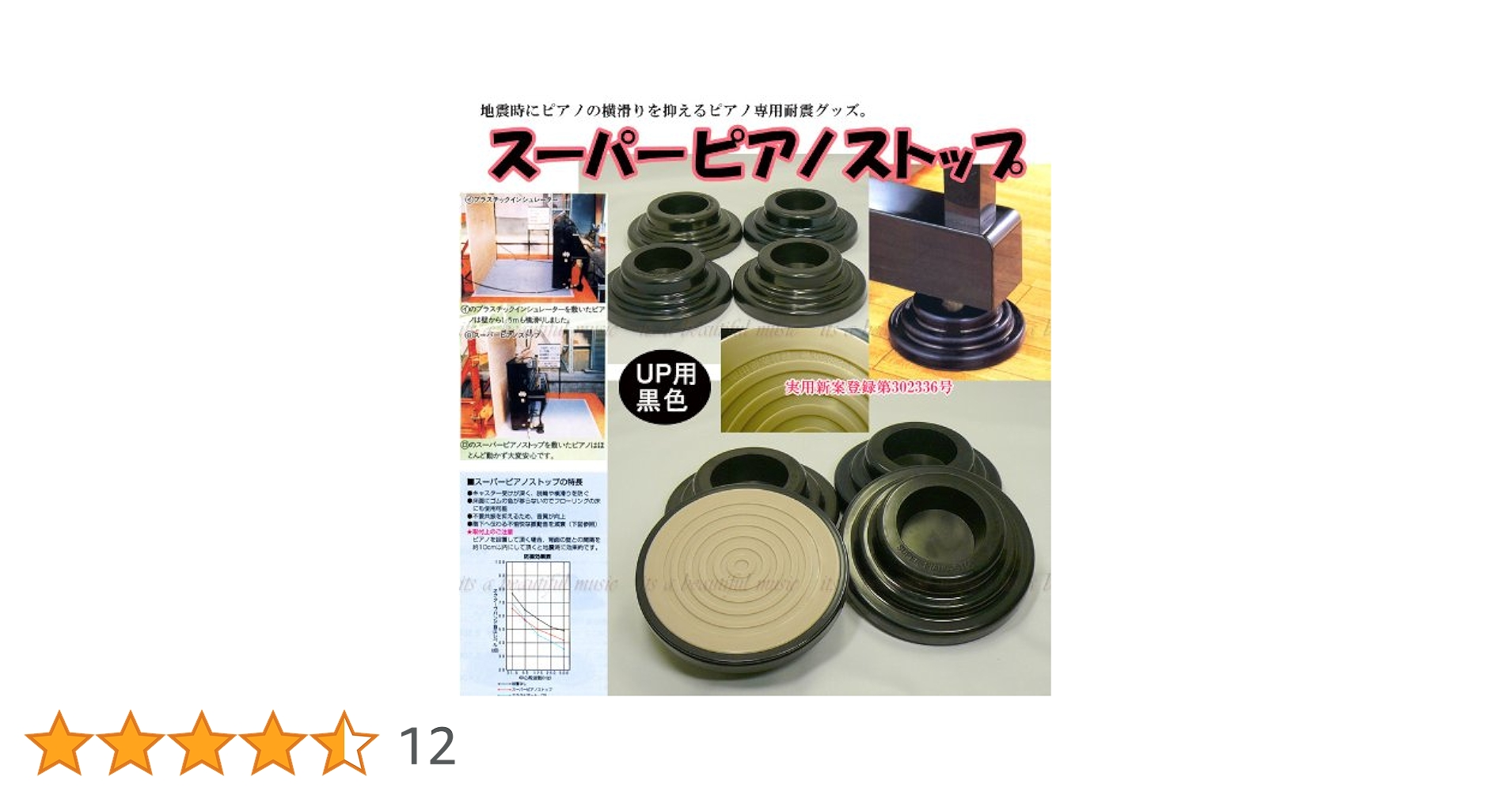 防振 防音 スーパーピアノストップ アップライト用 インシュレーター ブラック ピアノ防振対策 スーパーピアノストップ インシュレーター