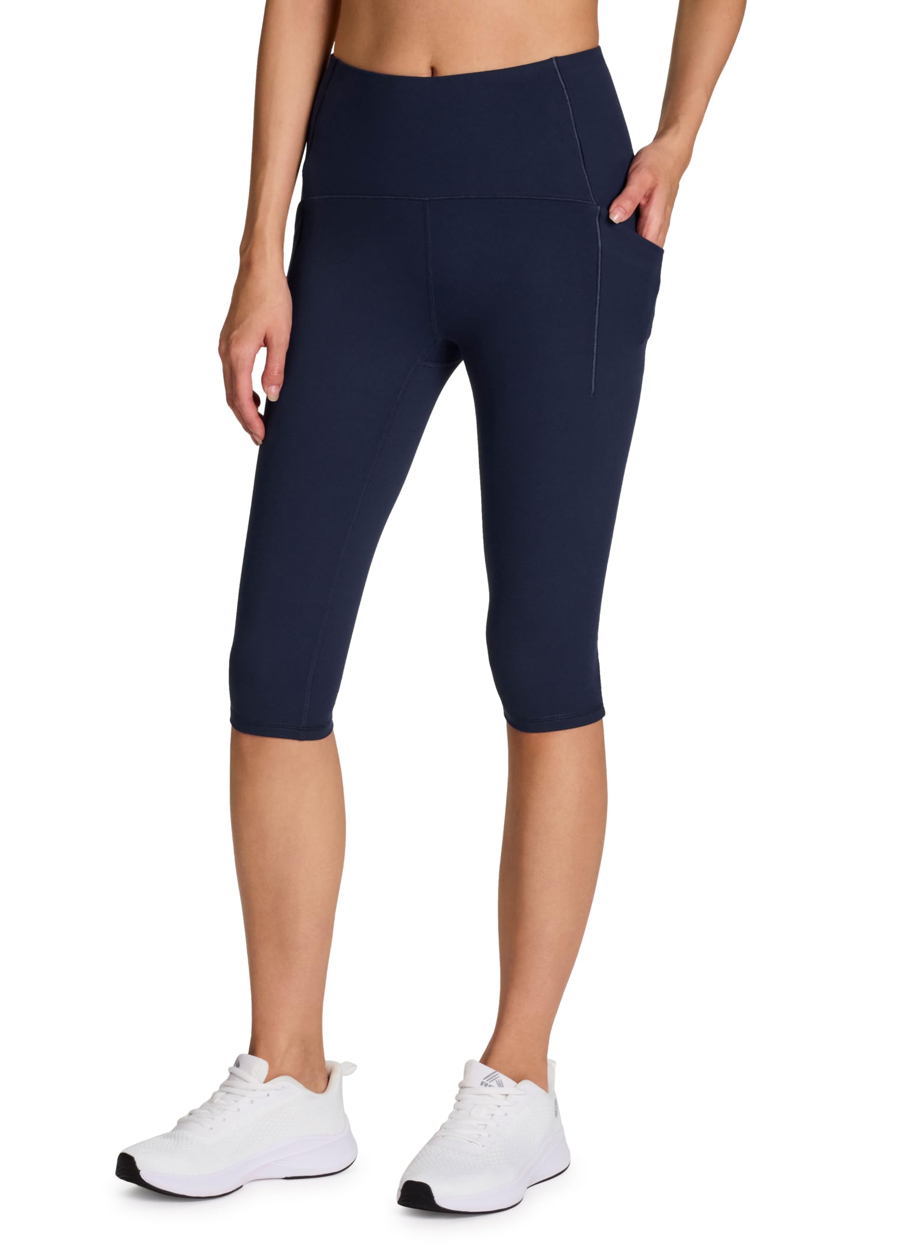 RBX Active Damen-Capri-Leggings mit Taschen für Kniebeuge, feuchtigkeitsableitend, hohe Belastung, ultra-kurze Capri-Leggings
