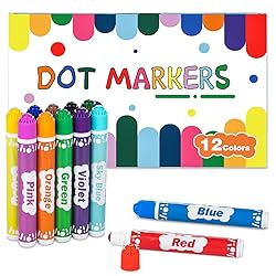 DOSEWART Dot Markers for Kids, 12-Color Bingo Daubers, Washable Bingo Markers for Kids Drawing Coloring, Arts and Crafts Supplies Dot Paint Marker Set