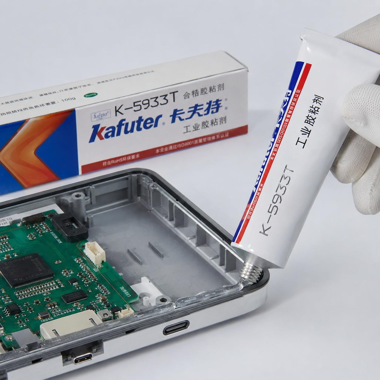 VIDOO Kafuter K-5933T Płynny Cement do Złączy, Niekorozyjny Mastyks Utwardzany Wilgocią do Ram Wyświetlaczy Optoelektronicznych - 300ml