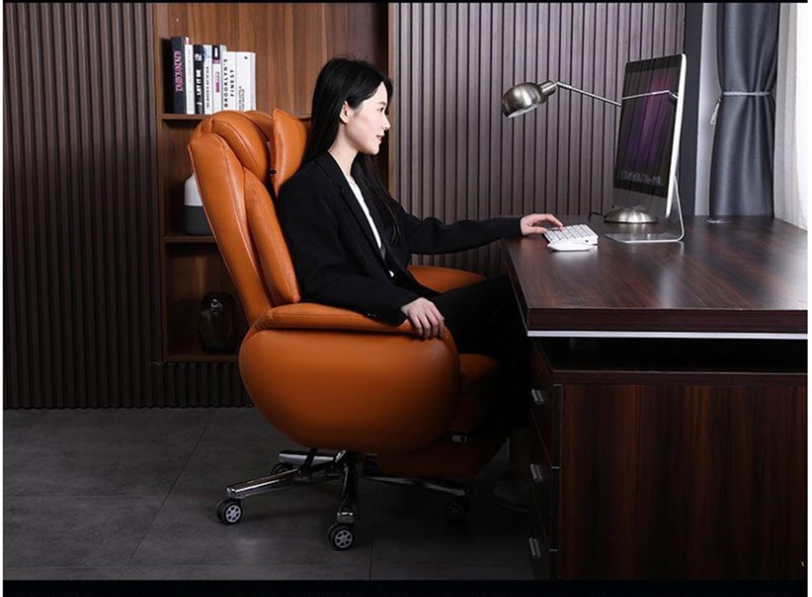 Computerstuhl, Home-Office-Schreibtischstühle, Drehstuhl, Leder, Verstellbarer Büro-Computerstuhl, Home-Stuhl, Arbeitszimmer, Business, Gaming-Drehstuhl,Light Blue-One Size