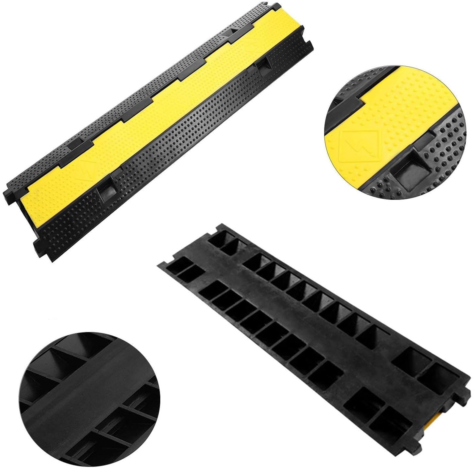 Pasacables de Suelo para Proteger Las Cables Protector de PVC de 3 Canales Duradera con Cubierta Superior Abatible, Capacidad de Carga de 5000 Kg