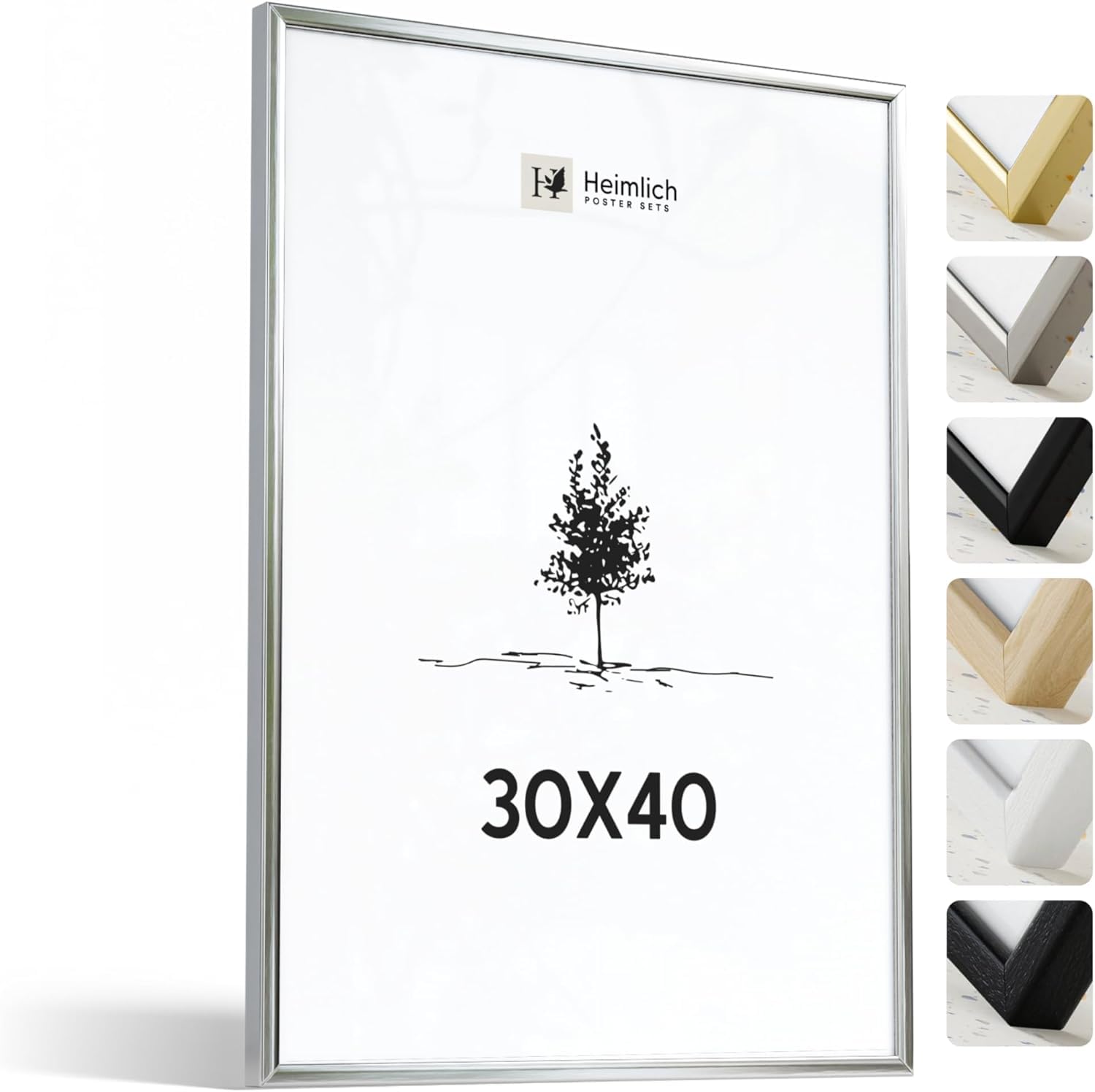 Heimlich® - Cadre photo - 30 x 40 cm, aluminium, argent - Grand cadre pour diplôme avec plastification - Montage mural uniquement