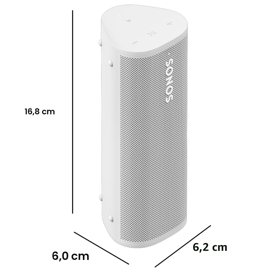Sonos Roam 2 | Altavoz portátil Impermeable y Ligero con Bluetooth, Wi-Fi, 10 Horas de autonomía, Control por Voz y Uso Tanto en Interior como Exterior - Blanco