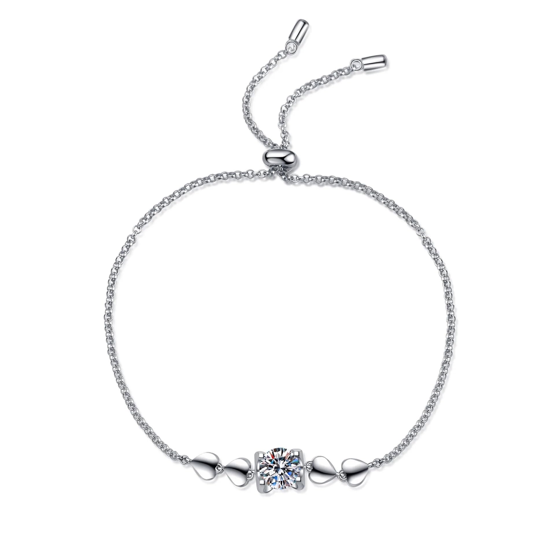Lussuoso braccialetto con diamanti in moissanite per le donne braccialetto alla moda da 1 carato regalo di nozze di gioielleria