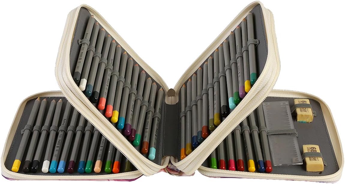 72 Slots Pencil Bag Organizer with Zipper for Watercolor Pens or Markers, Pencil Case Organizer for Artist