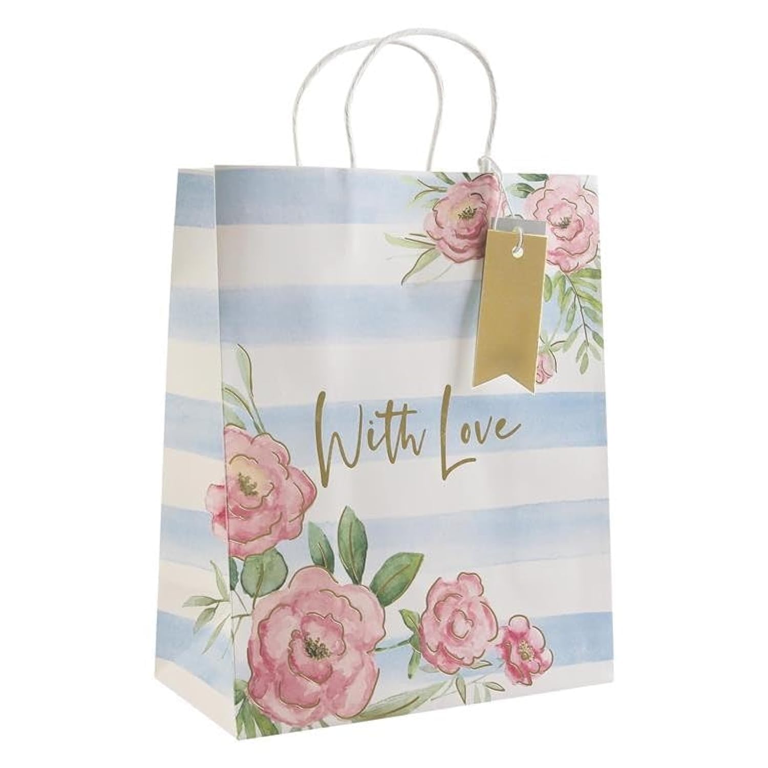 Eurowrap with Love Floral Stripe Perfume Gift Bag, Multicolor