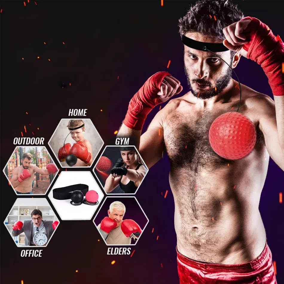 Boxing Reflex Ball Headband Punching Ball Eye Coordination Training Boxing Equipment for Training for Home Gym Boxing Speed Ball (Black) 5 615YU7MigWL