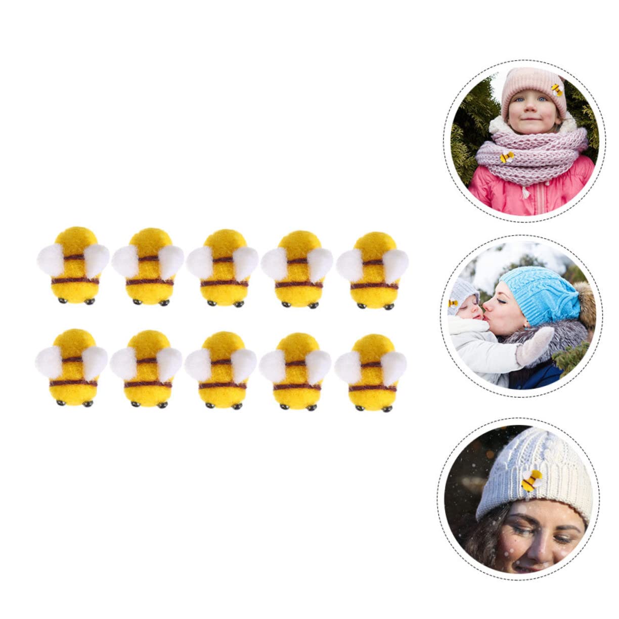 Hrlace Lot de 10 mini abeilles en feutre - Décoration artisanale - Petites figurines d'abeilles en vrac - Pour bricolage, fête prénatale, costume, vêtements, chapeaux, accessoires de décoration