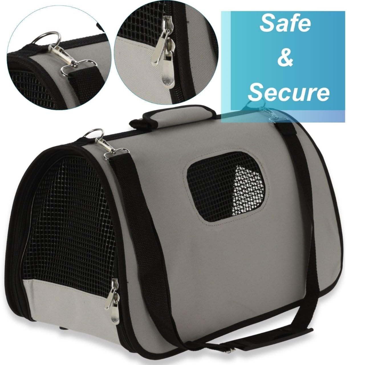 Envenzo Pet carrier bag for Cats/Puppies/Small Dogs Breathable Mesh With Shoulder Strap Durable Basket 43X25X25CM Up To 10KG (Beige) - Image 4