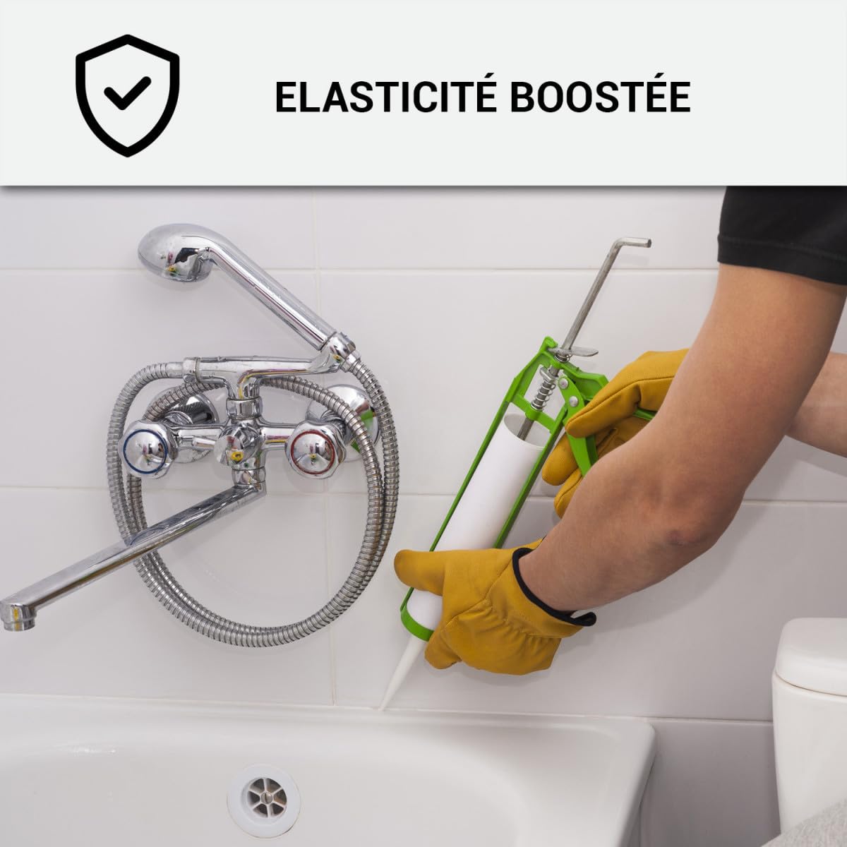 Joint silicone, douche, baignoire, sanitaire, sdb - 300 ml x 3 Blanc - ARCANE INDUSTRIES