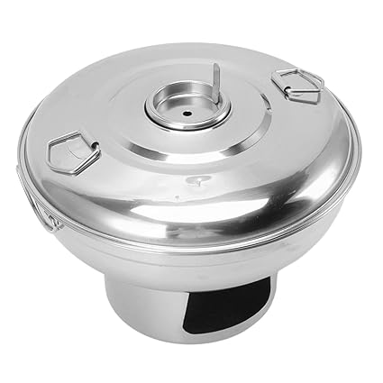 Charcoal Hot Pot, Stainless Steel Dry Ice Hot Pot Portable Fast Heating Lightweight for Buffets (Silver)