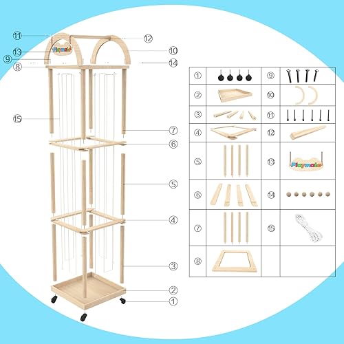 Miniatura 8 de Organizador grande de almacenamiento de animales de peluche, 61 pulgadas de alto de madera de alta calidad, lindo soporte para juguetes de zoológico