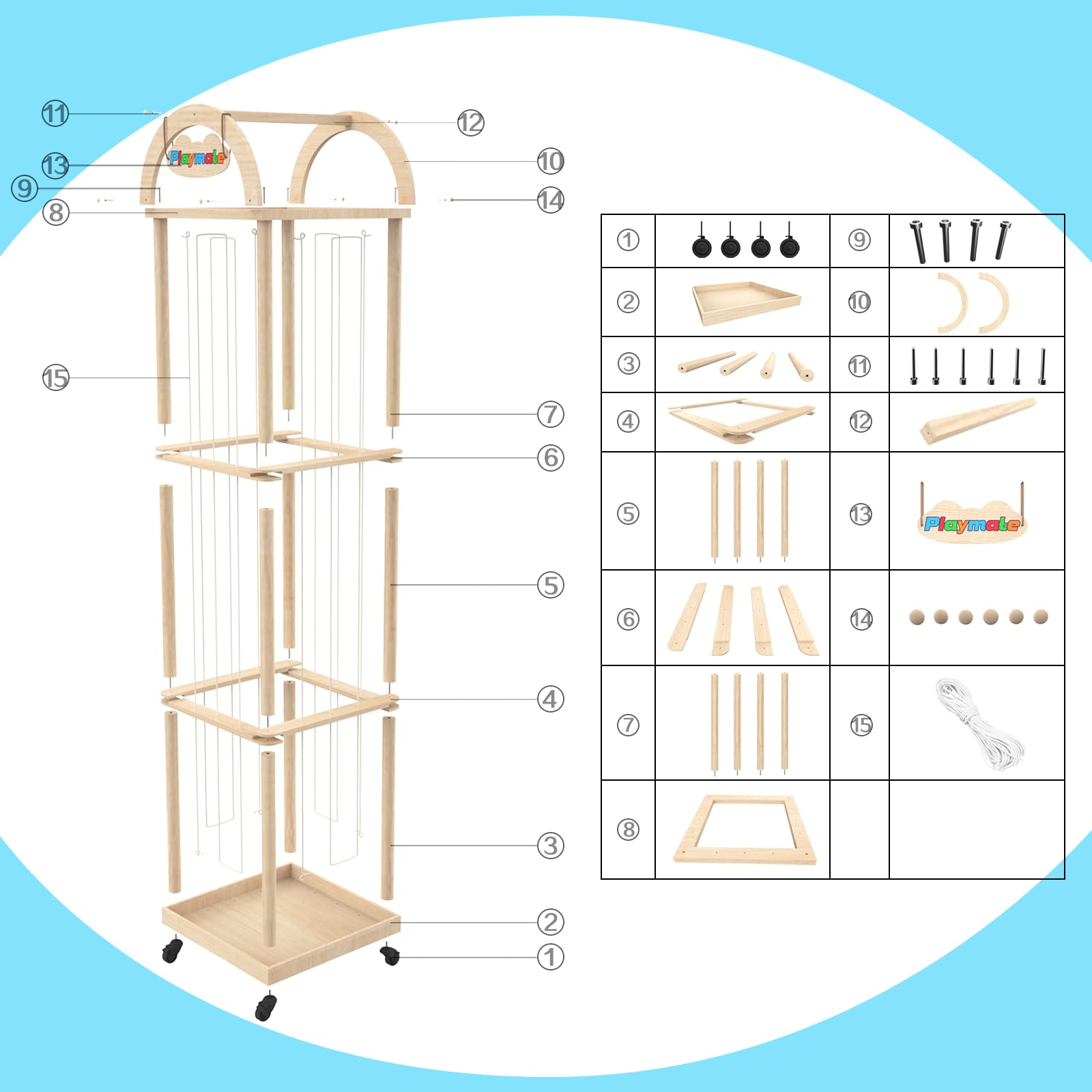 Großer Stofftier-Organizer, 155 cm hoch, Premium-Holz-Zoo-Spielzeughalter für Kleinkinder, Spielzimmer und Schlafzimmer