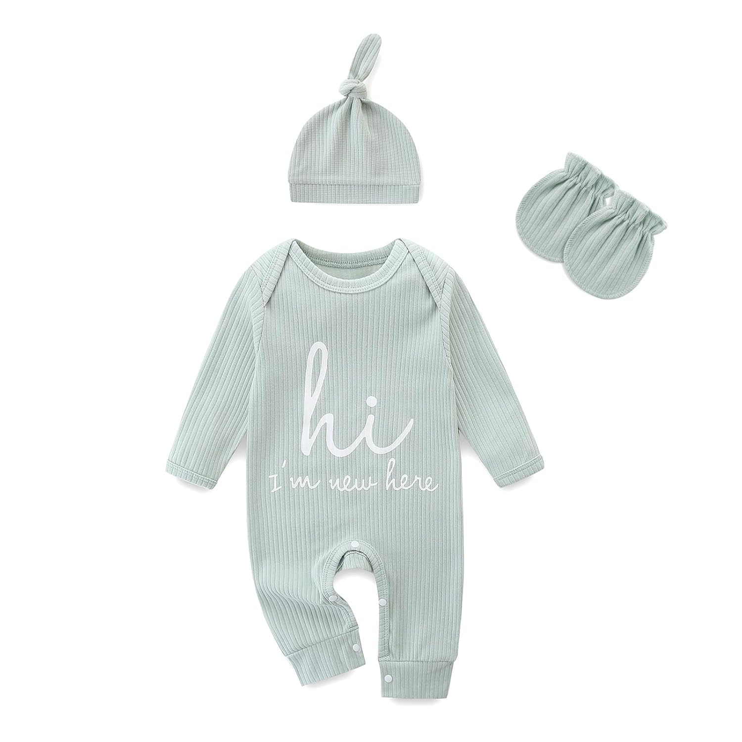 Newborn Girls and Boys Romper Hi Im New Here Long Sleeve Cotton Baby Clothes Newborn Coming Home Outfit