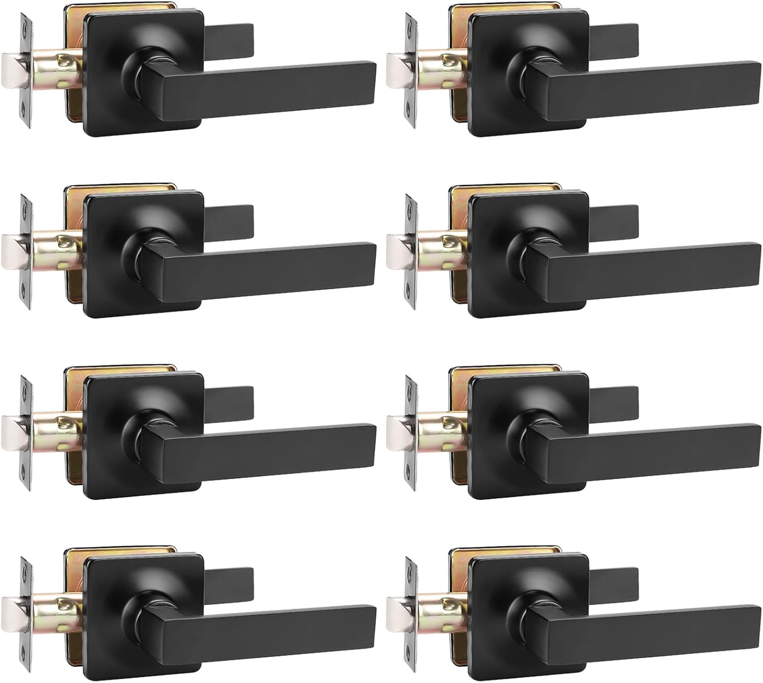 GOBEKOR 8 Pack Passage Door Levers Matte Black Interior Door Handles