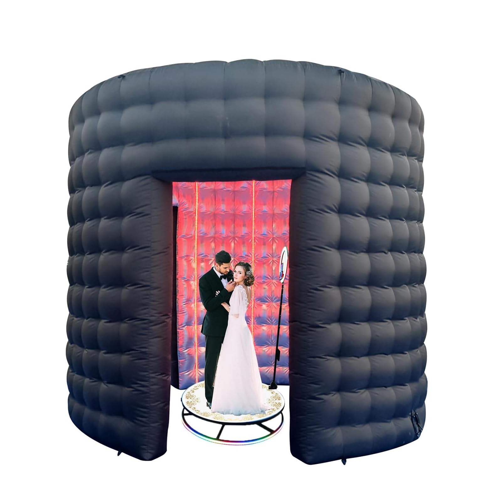 HajMyrdonyx 10ft Inflatable Photo Booth, LED 360 Photo Booth Enclosure With RGB LED Fill Light, LED Dimmable Shooting Photobooth Tent for Wedding, Party, Birthday, Exhibition