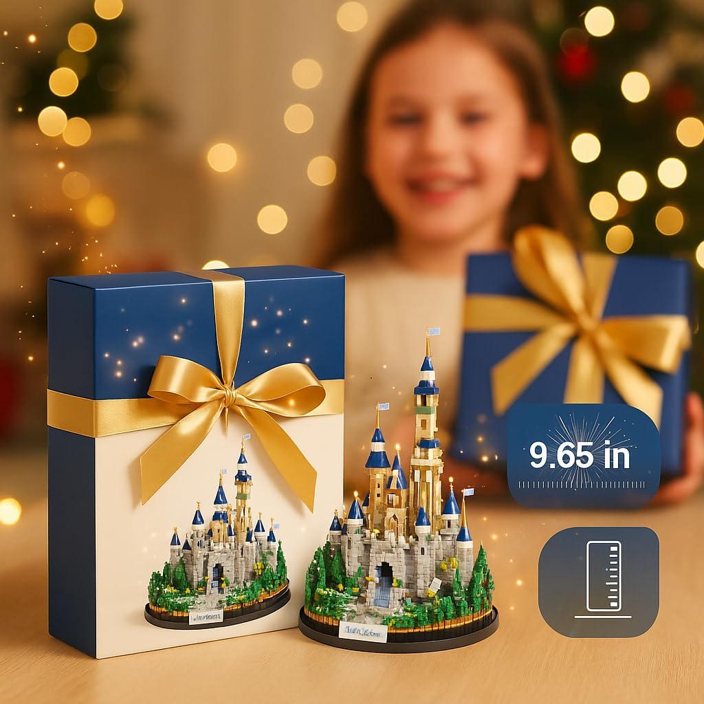 Fairy Tale Castle Mini Building Blocks Set, 3600 Pieces,Magic Princess Blue Micro Building Blocks Set for Kids Gils Medieval Castle Model Kit for Ages 8+
