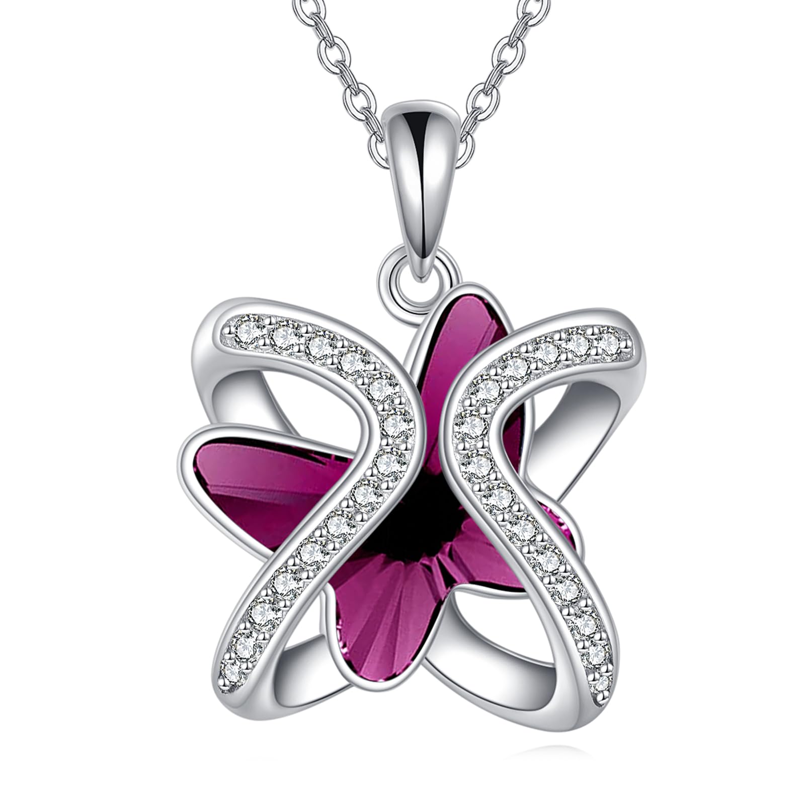 AINFQY Crystal Necklace 925 Sterling Silver Crystal Pendant Necklace for Women Gift for Women