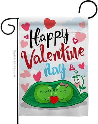 Breeze Decor G151054-P3 My Sweet Peas Spring Valentines - Bandera de jardín vertical decorativa, 13 x 18.5 pulgadas, multicolor