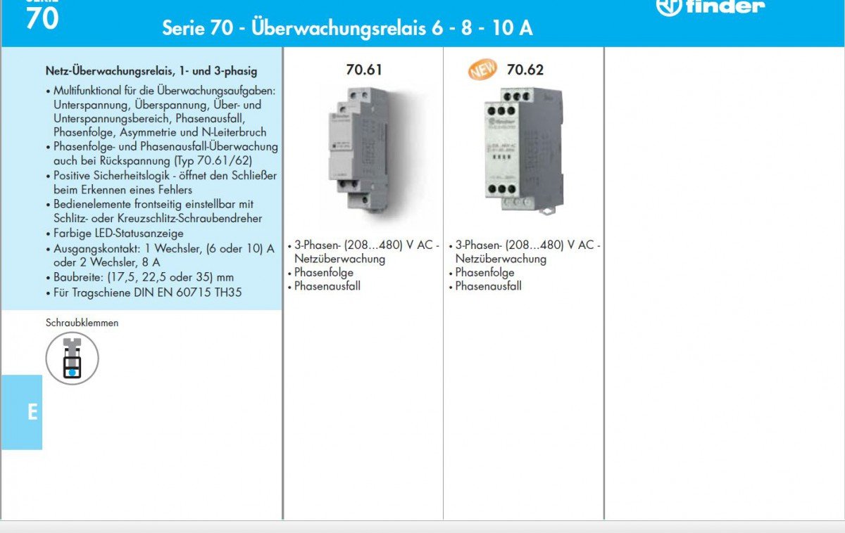 Finder Serie 70 - Relè controllo livello