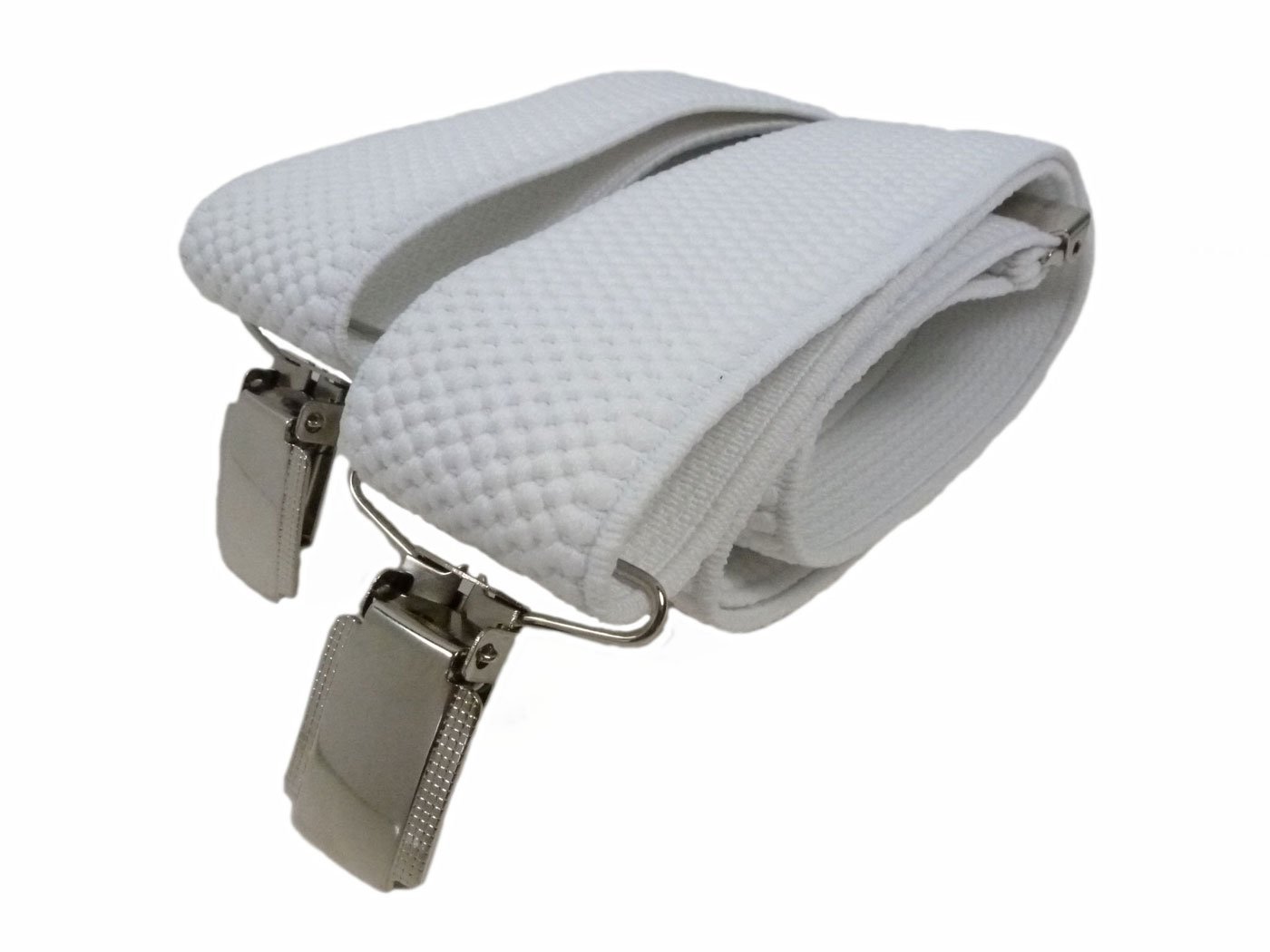 Olata Men's White Fully Adjustable Clip On Braces/Suspenders, 3.5Cm