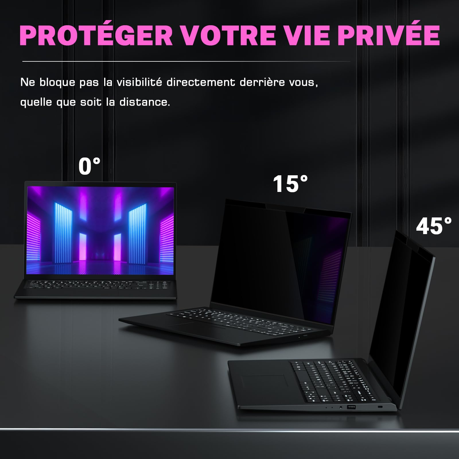 PYS Magnétique Filtre de Confidentialité 15,6 Pouces 16:9 Anti Espion Anti-Lumière pour Ordinateur Portable