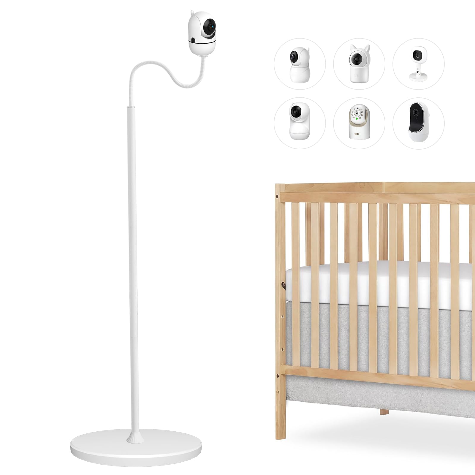 VIKOBESS Babyphone Halterung, 175cm Höhenverstellbarer Baby Kamera Halter Ständer, Kompatibel mit Philips Avent, Momcozy, ieGeek, GHB, HelloBaby, BOIFUN und Anderen Baby Monitor mit 1/4" Gewinde