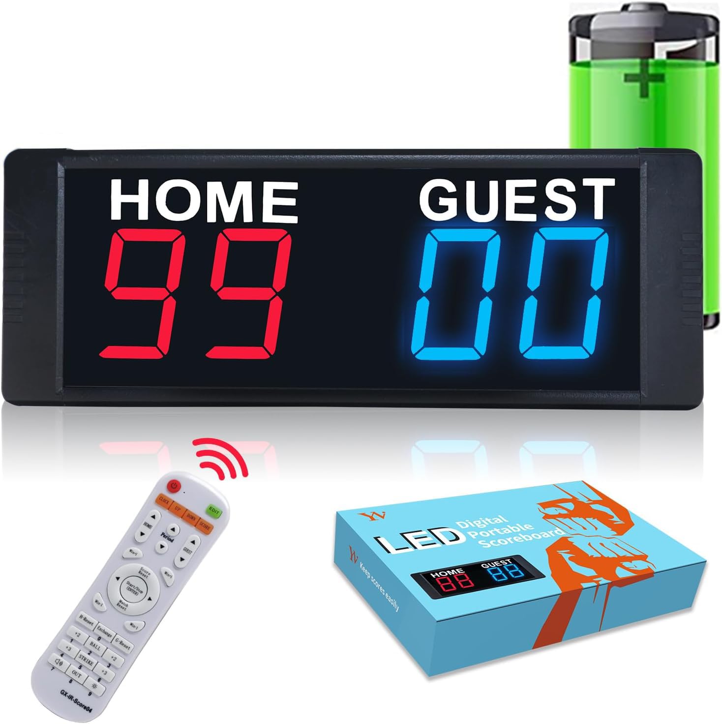 YZ LED Electronic Scoreboard with Remote, Magnetic Battery Powered Scoreboard with Buzzer, Score Keeper Portable Digital Scoreboard for Basketball/Baseball/Volleyball/Cornhole
