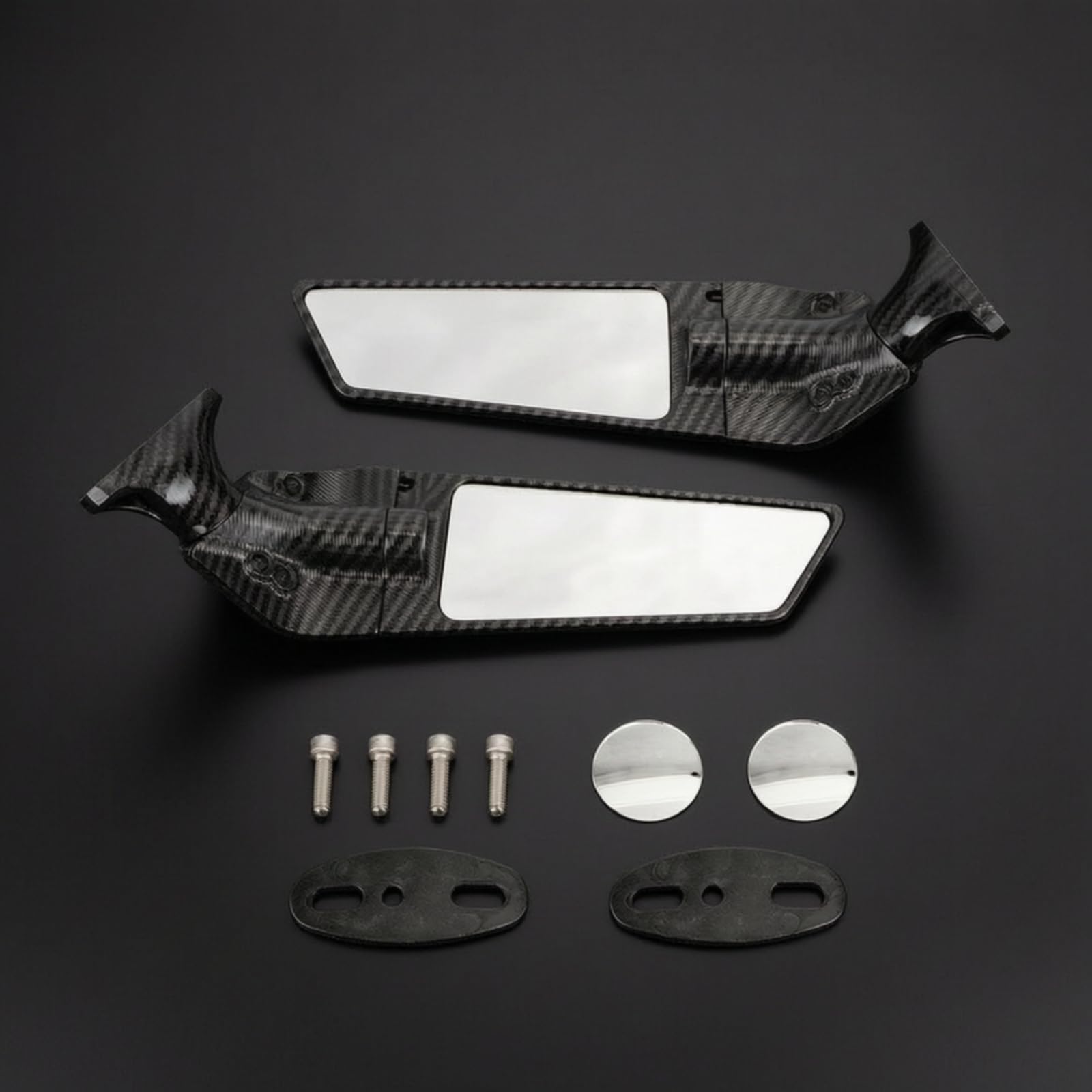 Specchietti Retrovisori Carbon Look Specchietto da Manubrio Aerodinamico Specchietto con Attacco Filettato per ciclisti, Pista