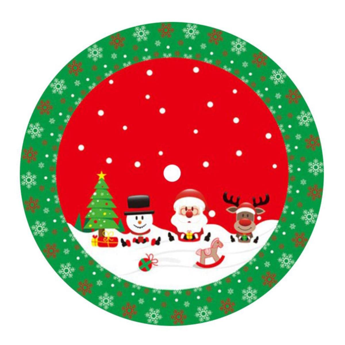 OAKENCREST Gonna Albero di Natale, 120CM Tappeto Gonna, Copertura per Base Albero di Natale, con motivi di renne e foglie, per la Decorazione Della