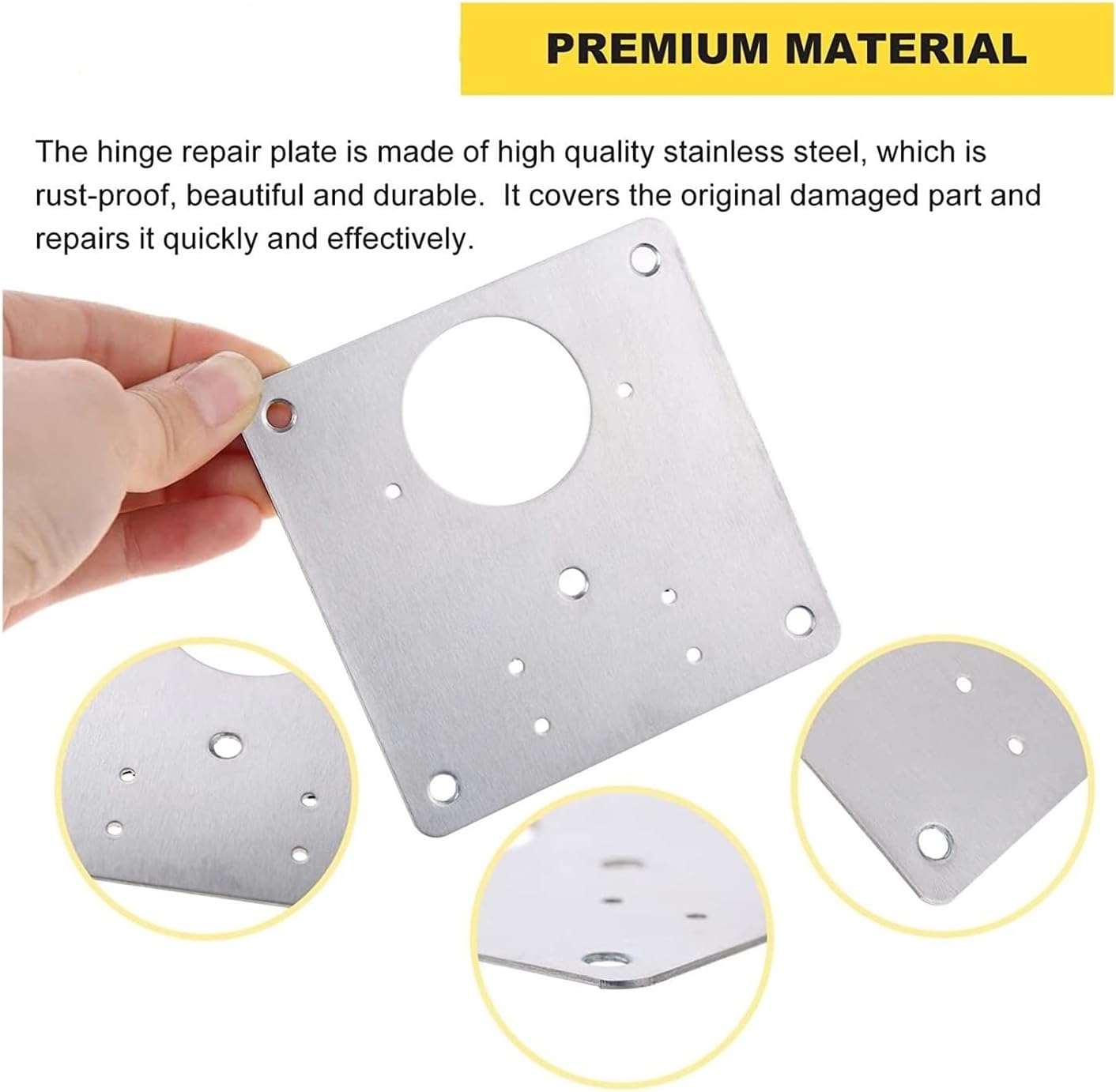 12Pcs Cabinet Hinges Repair Plate Set Stainless Steel Hinge Repair Brackets Kit with Fixing Screws for Furniture Shelves Cabinet